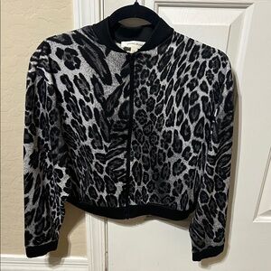Painted Threads Black and Gray Jaguar Print Jacket